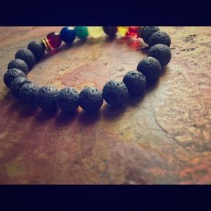 Unisex Lava Rock Chakra Bracelet